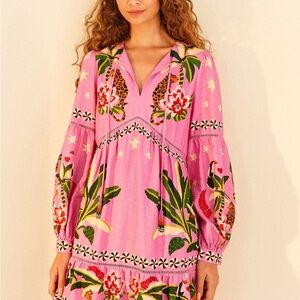 Farm Rio pink leopard mini dress